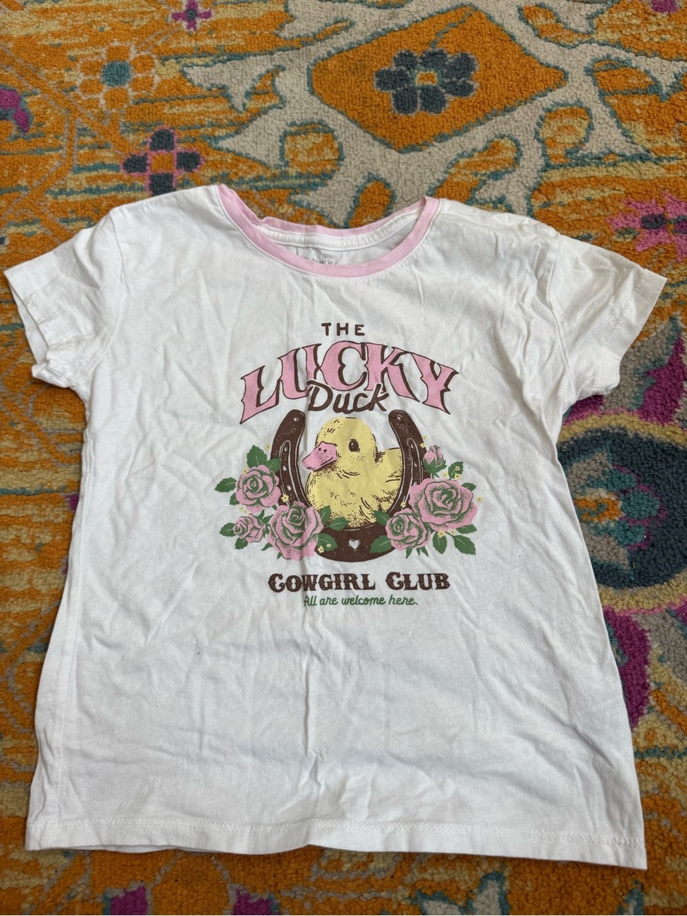 Old Navy Girls Lucky Duck Cowgirl Club Kids T‑Shirt -M